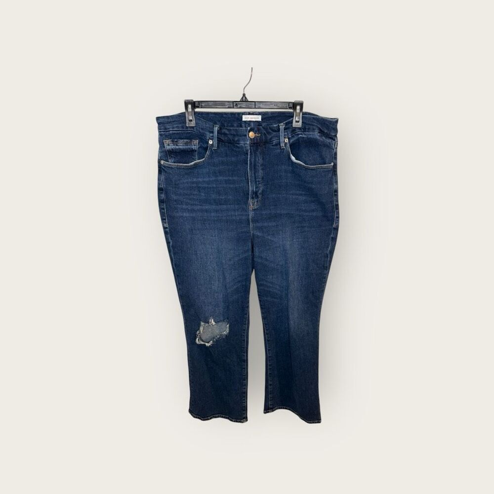 Good American Good Waist High Rise Crop Jeans Size 18